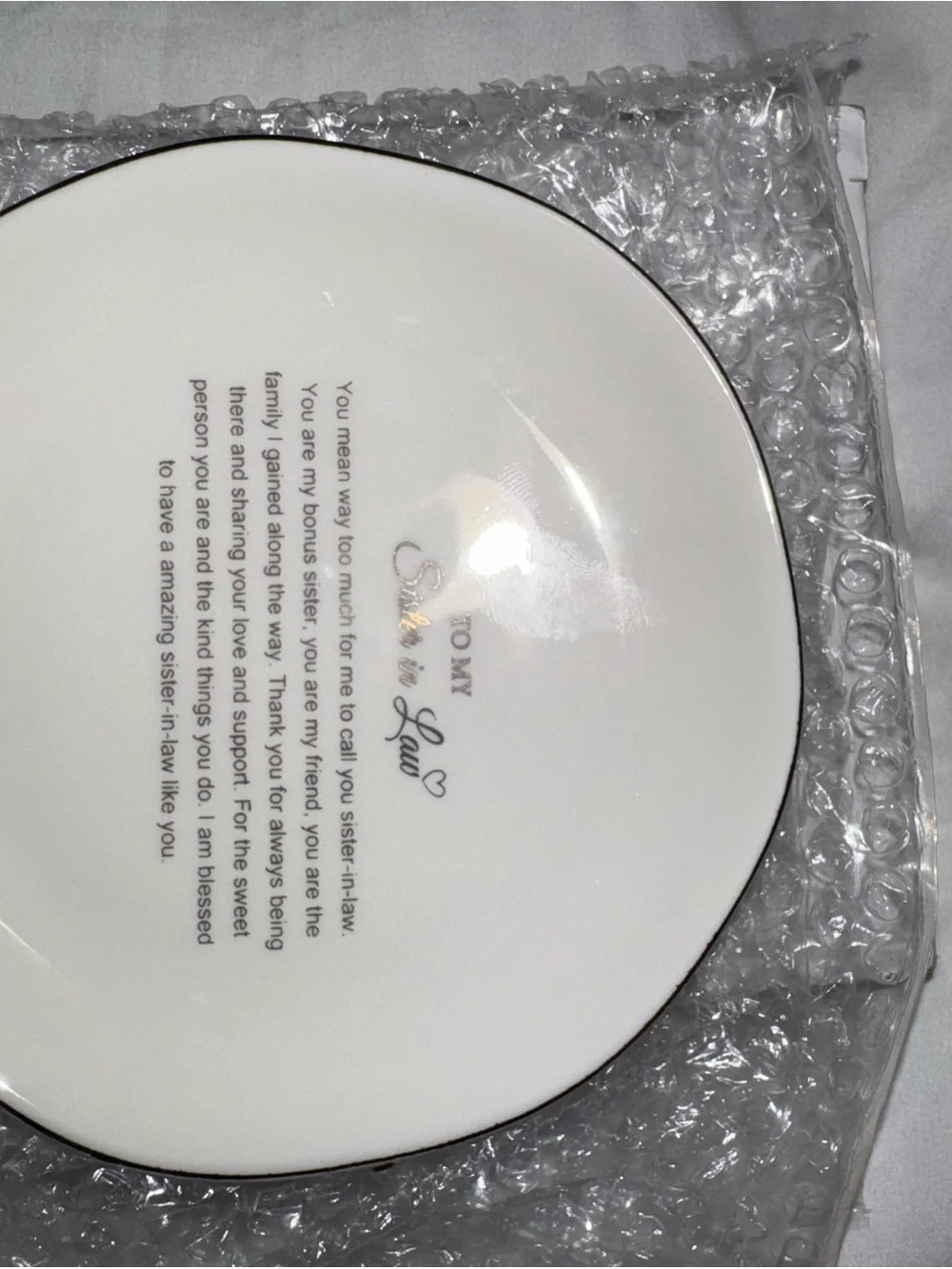 Elegant White 'Sister-in-Law' Decorative Plate